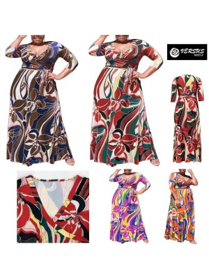 Vestito Donna Fantasia Floreale Taglie Grandi Woman Oversize Dress OS120013H